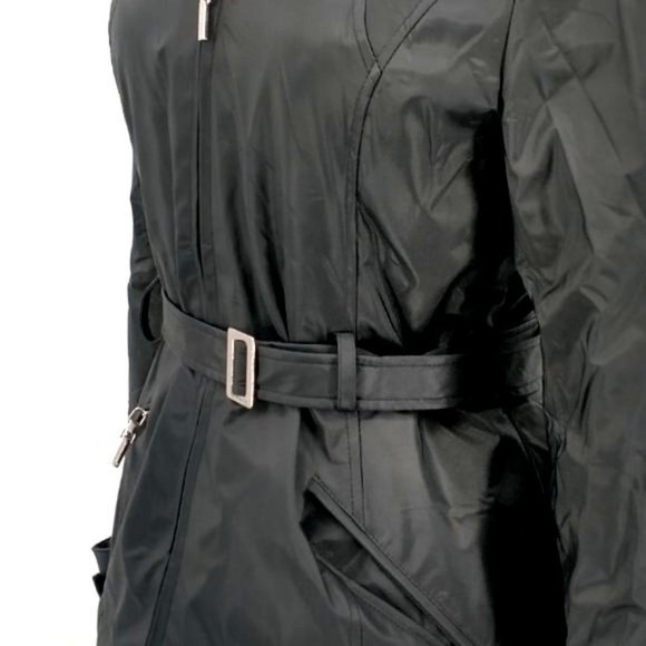 Rampage Outerwear Black Belted Trench Faux Fur Jacket - Picture 5 of 12